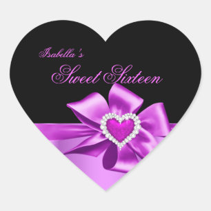 Sticker Cœur Elégant Coeur rose Anniversaire Sweet sixteen