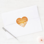 Sticker Cœur Élégant Date de Mariage Paisley Lace Orange (Enveloppe)