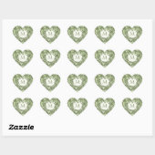 Sticker Cœur Elégant Eucalyptus Verdure Wreath Green Ivory (Feuille)