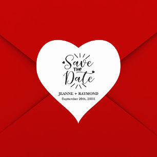 Sticker Cœur Élégant Faire-Part de Mariage avec Calligraphie
