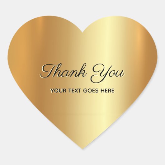 Sticker Cœur Elegant Faux Gold Thank You Custom Text Luxury (Devant)