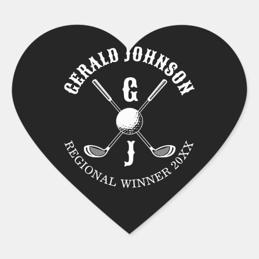 Sticker Cœur Elegant Golf Monogr... (Devant)