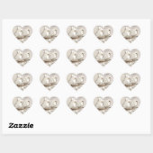 Sticker Cœur Élégant inséparable taupe & mariage blanc autocoll (Feuille)