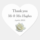 Sticker Cœur Elégant mariage blanc rose et argent merci (Devant)