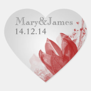 Sticker Cœur Elégant Mariage Date Beauté De La Nature Rouge