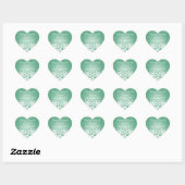 Sticker Cœur Elégant Mariage Date Fleur Coeur Mint Vert (Feuille)