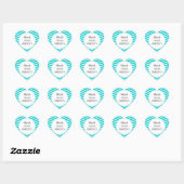 Sticker Cœur Elégant mariage Date Motif Blue Chevron (Feuille)