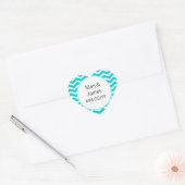 Sticker Cœur Elégant mariage Date Motif Blue Chevron (Enveloppe)