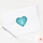 Sticker Cœur Elégant Mariage Date Romantique Paris Bleu (Enveloppe)