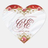 Sticker Cœur Élégant Mariage de Filigree Rouge Or (Devant)