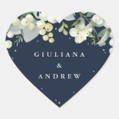 Sticker Cœur Elégant Mariage de la couronne de neige et d'eucal (Devant)