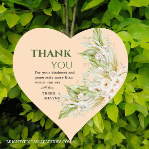 Sticker Cœur Élégant Mariage en herbe de Pampas de Bohême