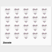 Sticker Cœur Élégant Mauve Plum violet Mariage floral (Feuille)