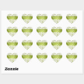 Sticker Cœur Élégant Merci Floral Motif Lime Vert (Feuille)