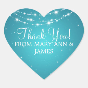 Sticker Cœur Élégant Merci Sparkling Chain Blue