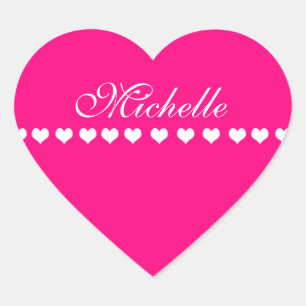 Sticker Cœur Élégant Monogramme Coeurs blancs rose