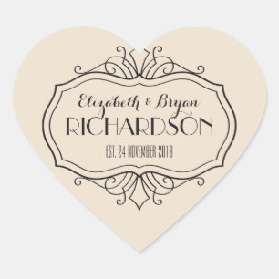 Sticker Cœur Élégant Monogramme De Mariage Choisissez Votre Pro
