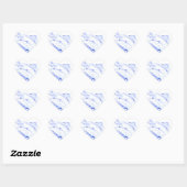Sticker Cœur Elégant motif Marbre blanc bleu (Feuille)
