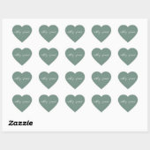 Sticker Cœur Elegant Names Dusty Green Wedding Seal (Feuille)