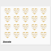Sticker Cœur Elégant or & Merci blanc Mariage Glam (Feuille)