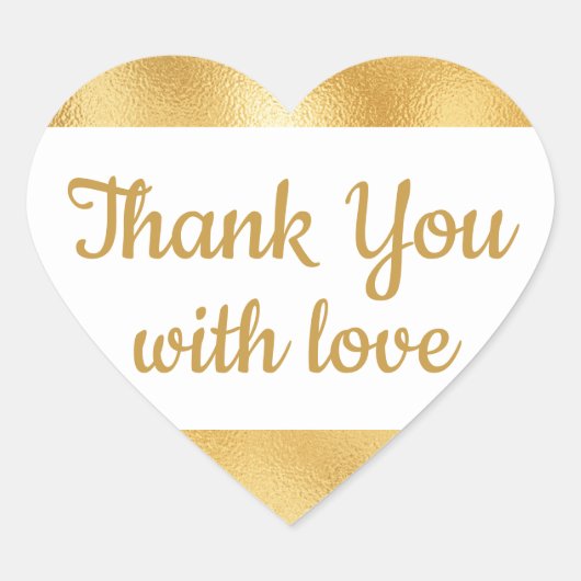 Sticker Cœur Elégant or & Merci blanc Mariage Glam (Devant)