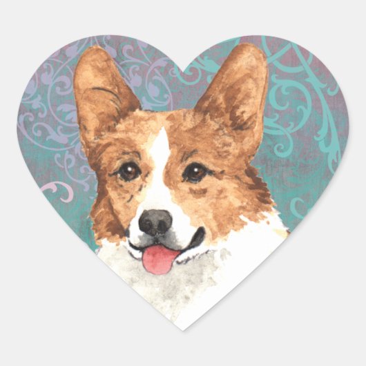 Sticker Cœur Elégant Pembroke Welsh Corgi (Devant)