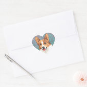 Sticker Cœur Elégant Pembroke Welsh Corgi (Enveloppe)