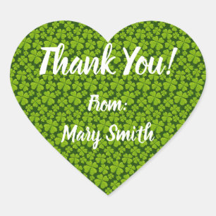 Sticker Cœur Élégant quatre feuilles de trèfle floral