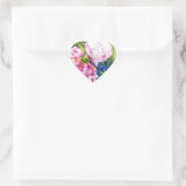 Sticker Cœur Elégant rose blanc classique aquarelle floral (Sac)