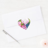 Sticker Cœur Elégant rose blanc classique aquarelle floral (Enveloppe)