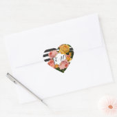 Sticker Cœur Élégant Rose de bande noire  Mariage (Enveloppe)