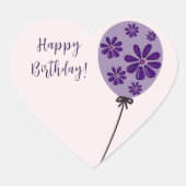 Sticker Cœur Élégant Script Joyeux Anniversaire! Ballons à fleu (Devant)
