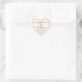 Sticker Cœur Élégant Simple Parties scintillant Or Script Blush (Sac)