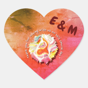 Sticker Cœur Élégant skateboard vintage mariage terracotta amus