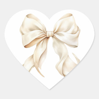 Sticker Cœur Elegant White Bow Baby Shower