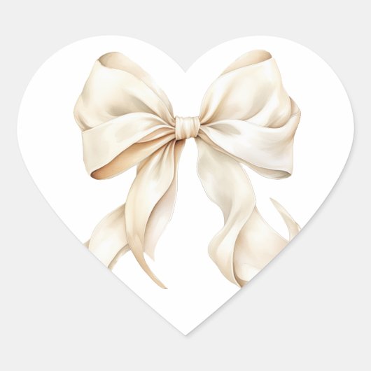 Sticker Cœur Elegant White Bow Baby Shower (Devant)