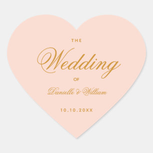 Sticker Cœur Élégante calligraphie Mariage Blush Simple Rose