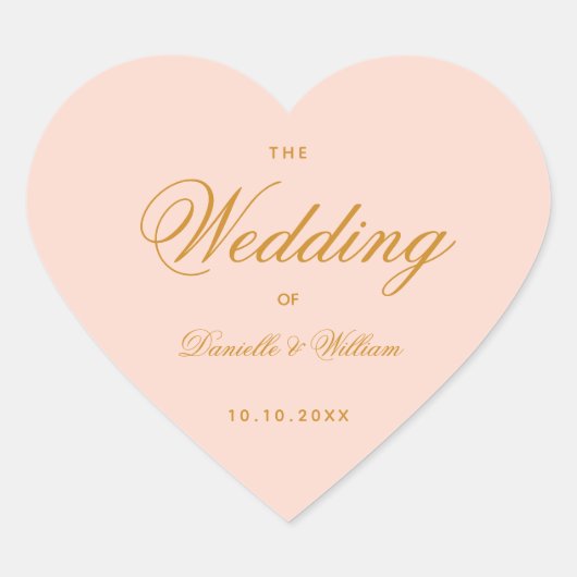 Sticker Cœur Élégante calligraphie Mariage Blush Simple Rose (Devant)