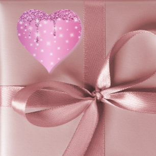 Sticker Cœur Élégante coulée de paillettes rose chaud