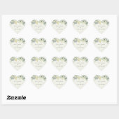 Sticker Cœur Elégante crème Snowberry+Eucalyptus Wreath Mariage (Feuille)