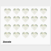 Sticker Cœur Elégante crème Snowberry+Eucalyptus Wreath Mariage (Feuille)