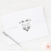 Sticker Cœur Elégante Date de mariage Noir Damas (Enveloppe)
