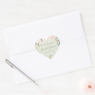 Sticker Cœur Elégante Fête des mariées rose et pastel vert Flor