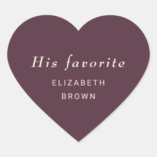 Sticker Cœur Elégante laque simple cerise, Mariage Monogramme (Devant)