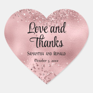 Sticker Cœur Elégante Parties scintillant rose Faux et Mariage