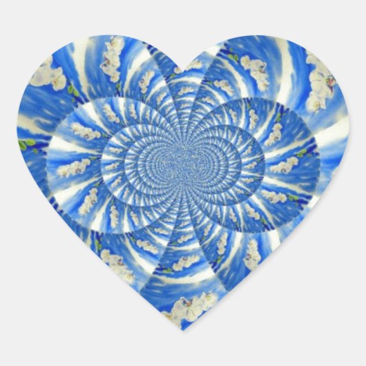 Sticker Cœur Elégante peinture à l'aquarelle d'orchidée blanche (Devant)