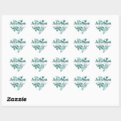 Sticker Cœur Elégante verdure Turquoise Aquarelle Mariage moder (Feuille)