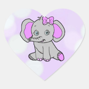 Sticker Cœur Eléphant mou avec biberon