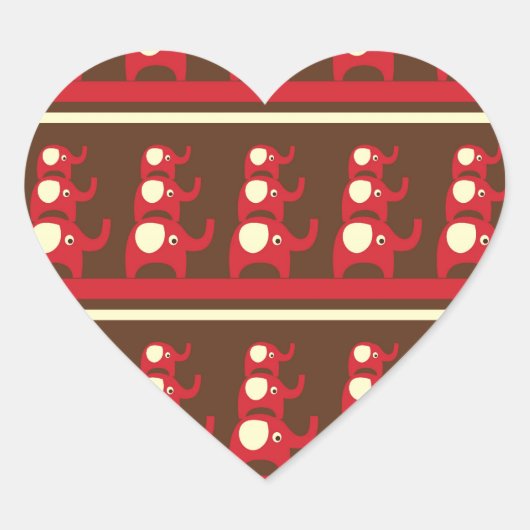 Sticker Cœur Eléphants rouges mignons empilés sur le dessus de  (Devant)
