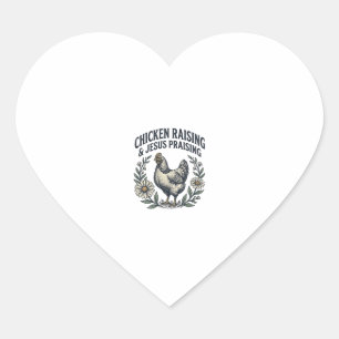 Sticker Cœur Élevage de poulets et louange à Jésus vintage poul
